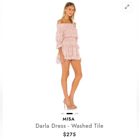 NWOT NEW MISA Off-Shoulder Mini Boho Cinched Cottagecore Sundress Sleeves S - Picture 9 of 13